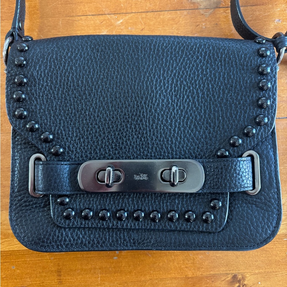 Coach Swagger Studded Leather Shoulder Bag (Black / Gunmetal hardware) 2010’s